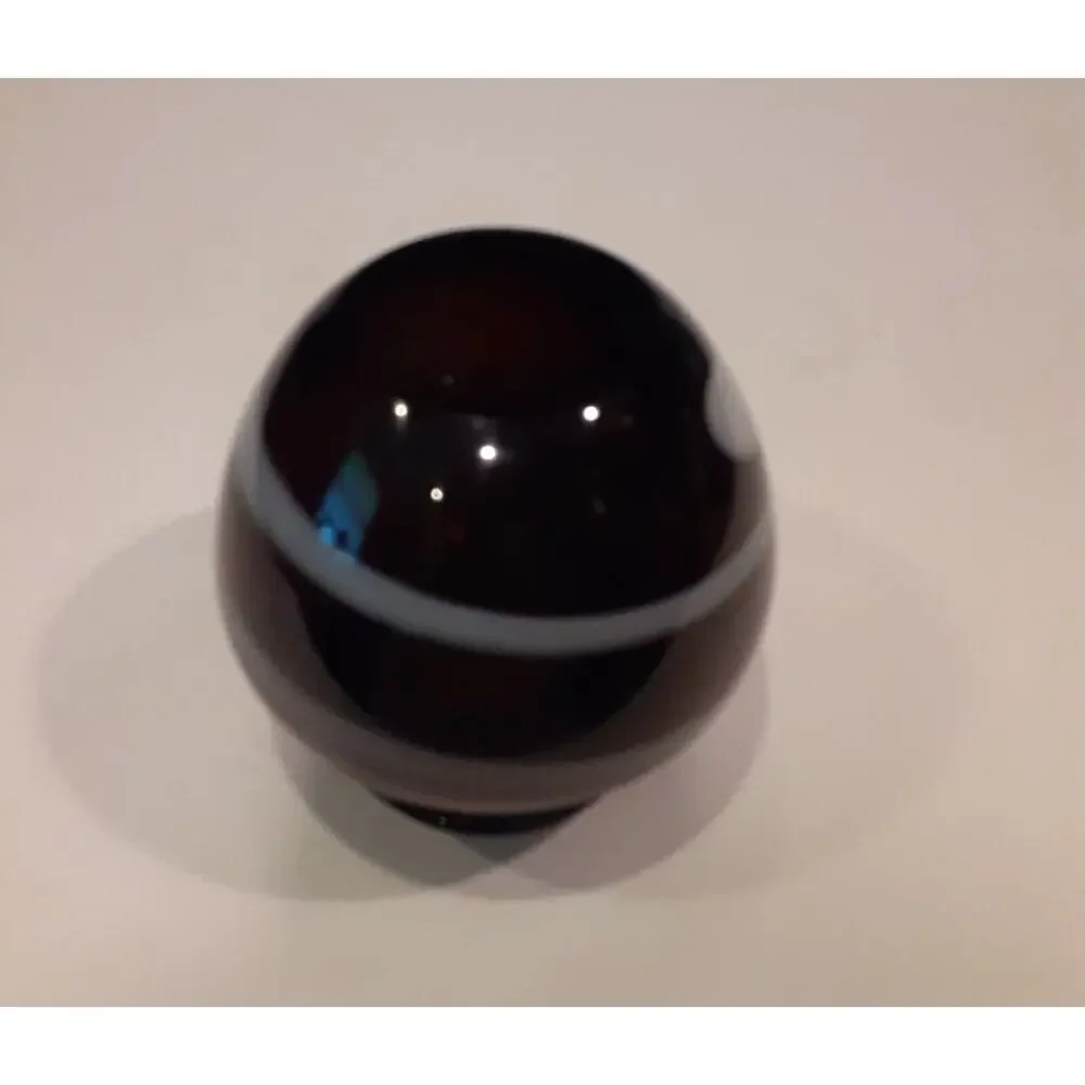 Vintage Brystal Handblown Vase Black Cherry & White